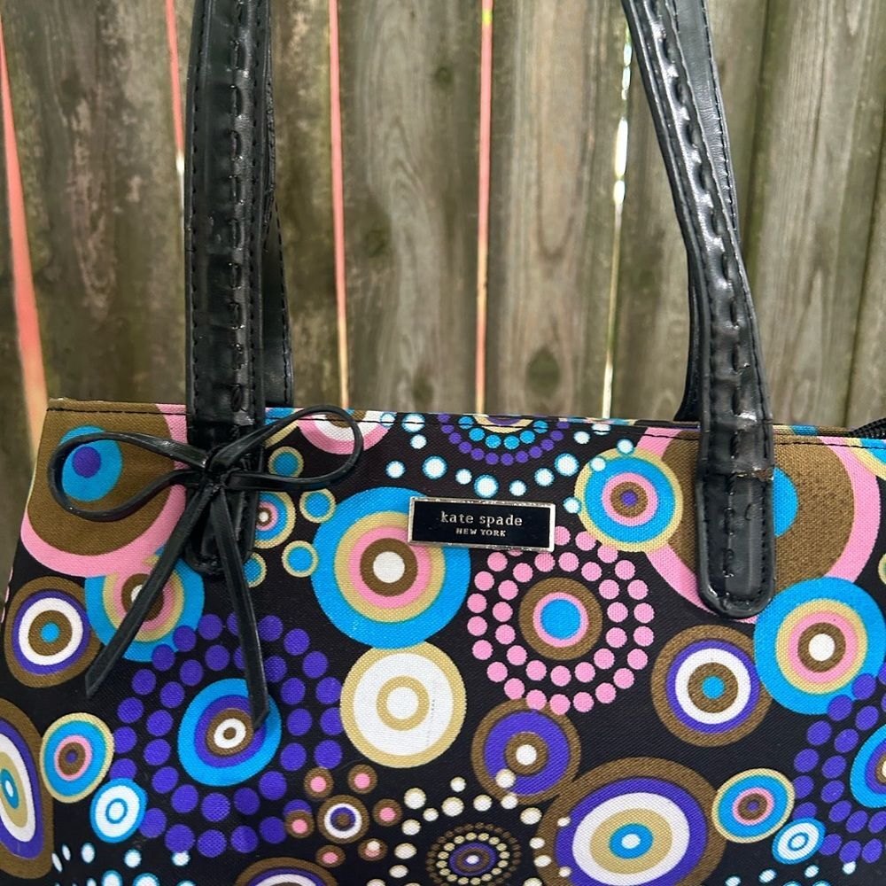 Vintage y2k 2000s Kate Spade multicolor purple pink blue brown shoulder bag purs - Picture 3 of 10